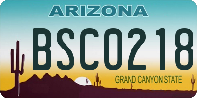 AZ license plate BSC0218