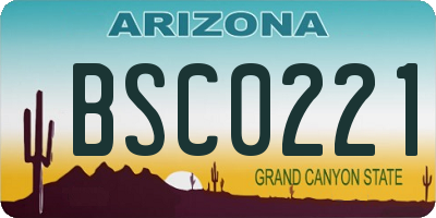AZ license plate BSC0221