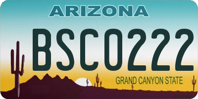 AZ license plate BSC0222