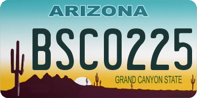 AZ license plate BSC0225