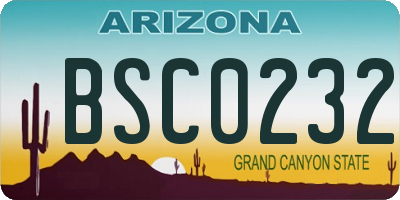 AZ license plate BSC0232