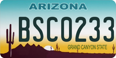 AZ license plate BSC0233