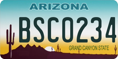 AZ license plate BSC0234