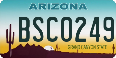 AZ license plate BSC0249