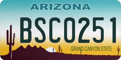 AZ license plate BSC0251