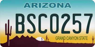 AZ license plate BSC0257