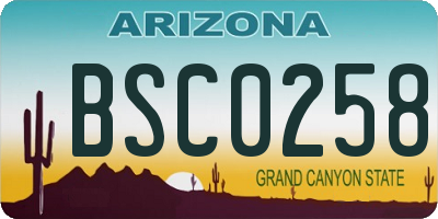 AZ license plate BSC0258