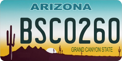 AZ license plate BSC0260