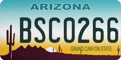 AZ license plate BSC0266