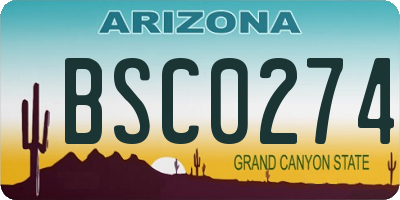 AZ license plate BSC0274