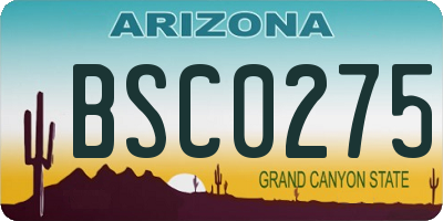 AZ license plate BSC0275