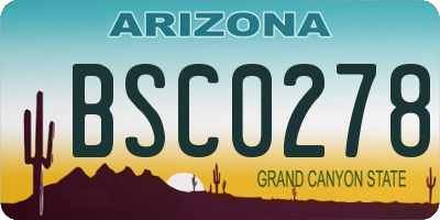 AZ license plate BSC0278