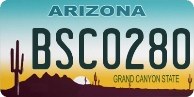 AZ license plate BSC0280