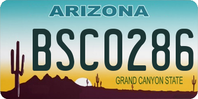 AZ license plate BSC0286