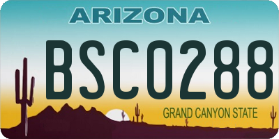 AZ license plate BSC0288