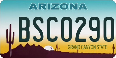 AZ license plate BSC0290