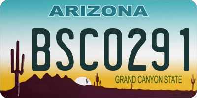 AZ license plate BSC0291