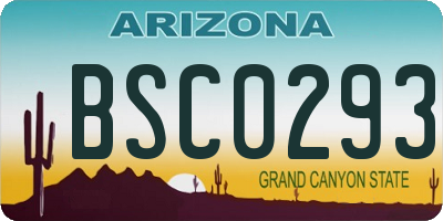 AZ license plate BSC0293