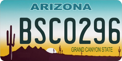 AZ license plate BSC0296