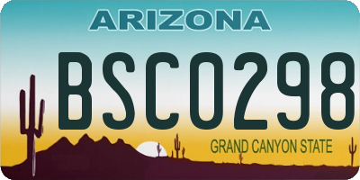 AZ license plate BSC0298