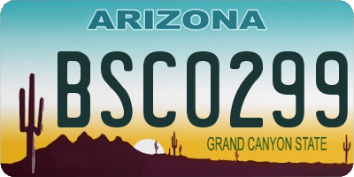 AZ license plate BSC0299