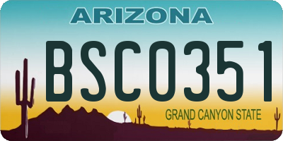 AZ license plate BSC0351