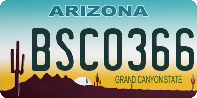 AZ license plate BSC0366