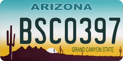 AZ license plate BSC0397