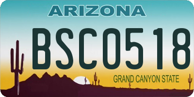 AZ license plate BSC0518