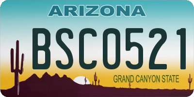 AZ license plate BSC0521