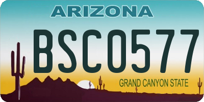 AZ license plate BSC0577