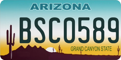 AZ license plate BSC0589