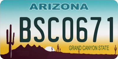 AZ license plate BSC0671