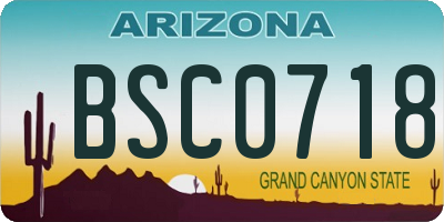 AZ license plate BSC0718