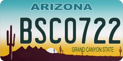 AZ license plate BSC0722