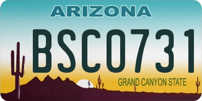 AZ license plate BSC0731