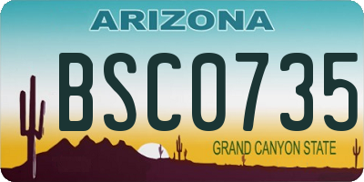 AZ license plate BSC0735