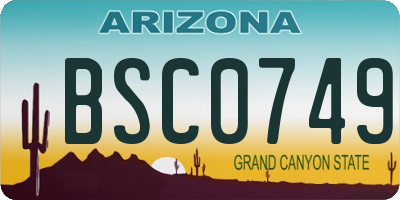 AZ license plate BSC0749