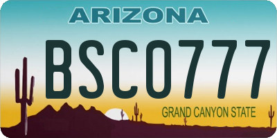 AZ license plate BSC0777