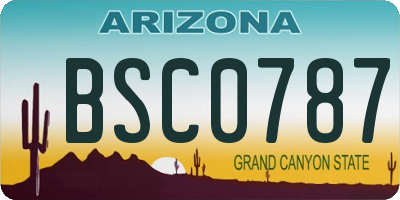 AZ license plate BSC0787