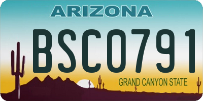 AZ license plate BSC0791