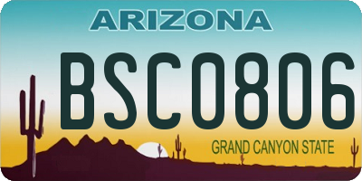 AZ license plate BSC0806