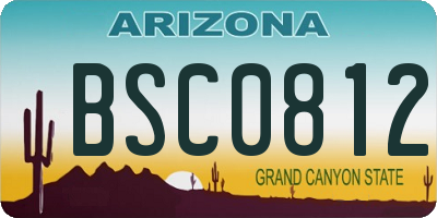 AZ license plate BSC0812