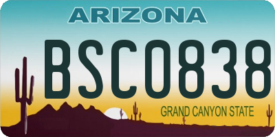 AZ license plate BSC0838