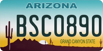 AZ license plate BSC0890