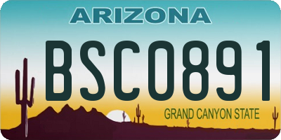 AZ license plate BSC0891