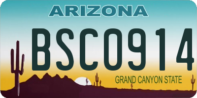 AZ license plate BSC0914