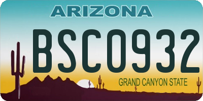 AZ license plate BSC0932