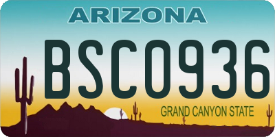 AZ license plate BSC0936