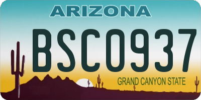 AZ license plate BSC0937